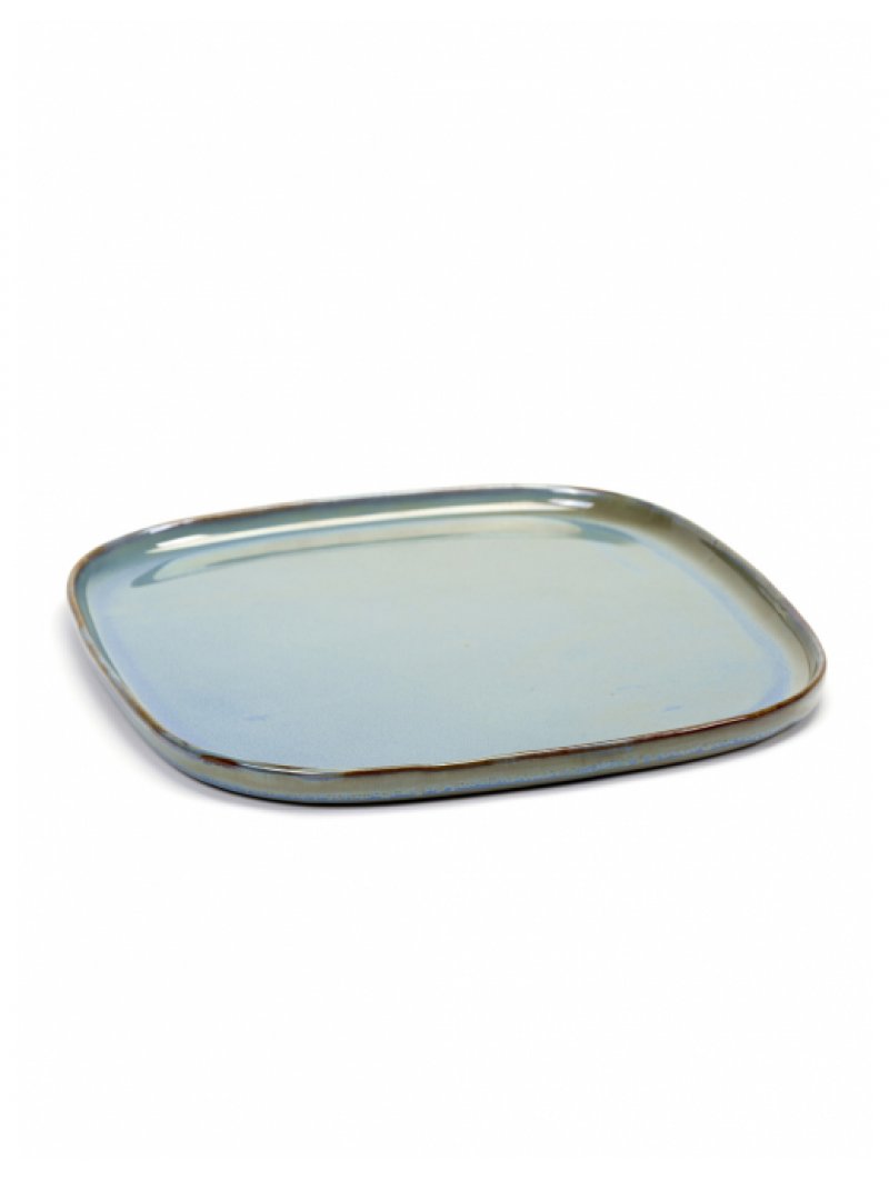 PIATTO QUADRATO GRANDE 25,4X25,4 H1,5 CM FUME' BLU