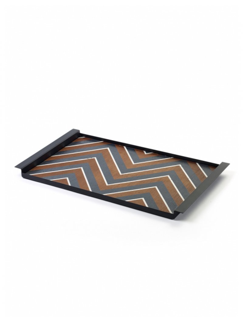 Vassoio  in metallo e legno L 54W 30H 3