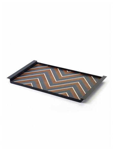 Vassoio  in metallo e legno L 54W 30H 3