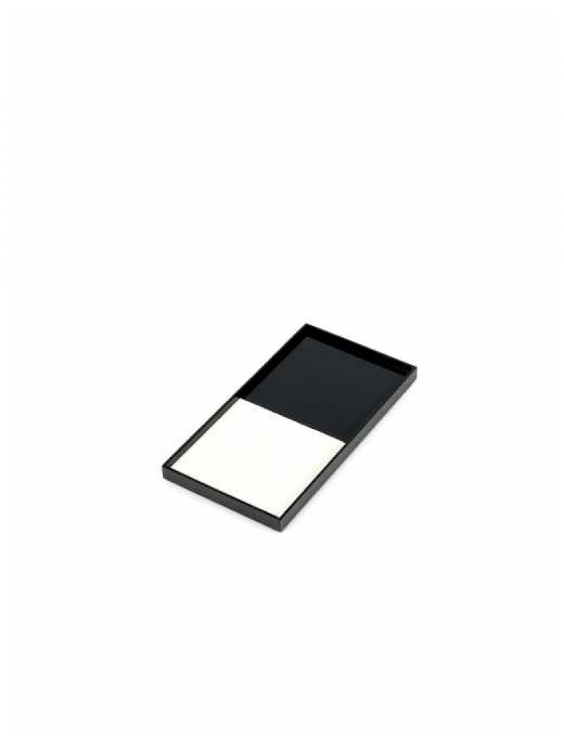 VASSOIO LEGNO NERO-BIANCO 30X15 H1,8
