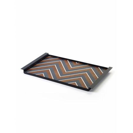 Vassoio  in metallo e legno L 54W 30H 3
